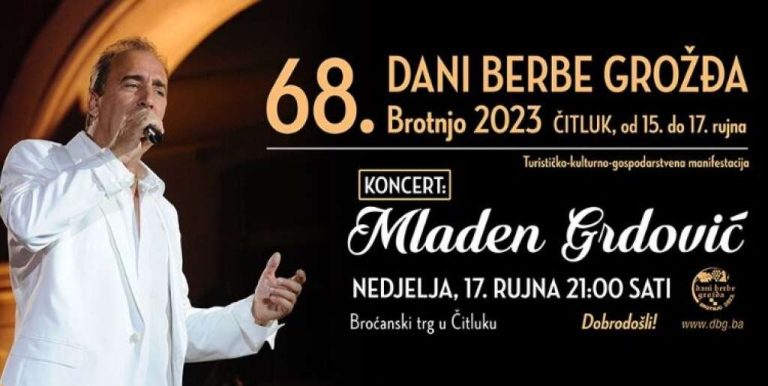Čitluk: Bogat program Dana berbe grožđa, nastupa i Mladen Grdović