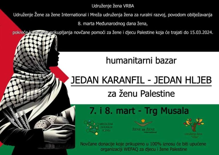 Mostar: Humanitarni prodajni bazar “Jedan karanfil – jedan hljeb za ženu Palestine”