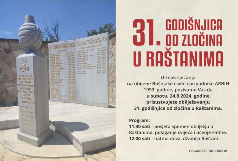 Mostar: Obilježavanje 31. godišnjice od zločina u Raštanima