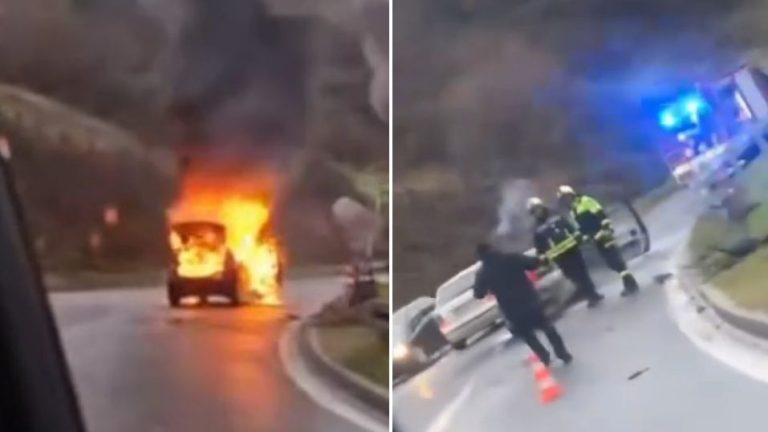 Bradina: Automobil se zapalio u vožnji, vatra “progutala” vozilo