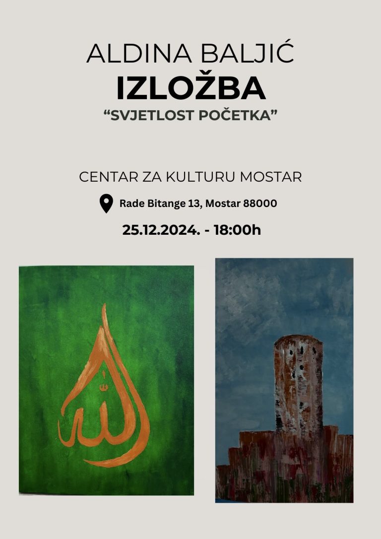 „Svjetlost početka“ – izložba Aldine Baljić u srijedu u Centru za kulturu Mostar