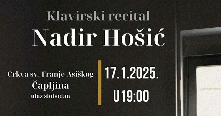 Čapljina: Klavirski recital Nadira Hošića