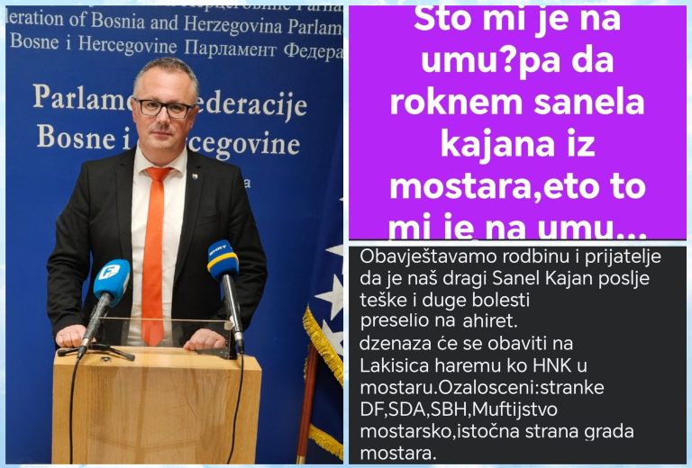Mostar: MUP HNK identificirao osobu koja je prijetila smrću zastupniku Sanelu Kajanu