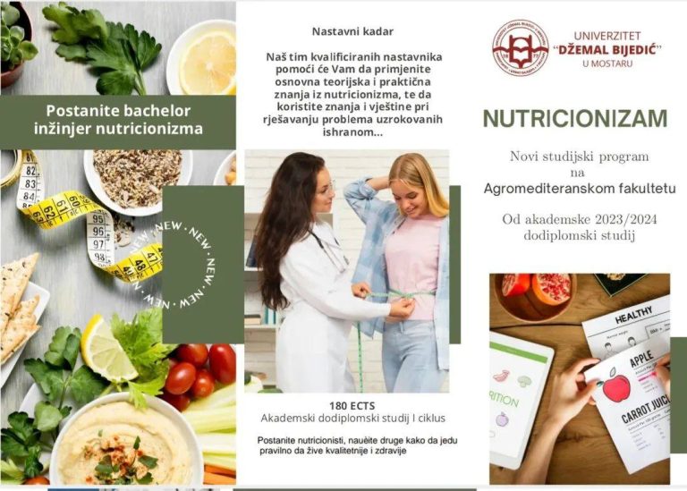 Agromediteranski fakultet: Novi studijski programi “Biotehnika” i “Nutriconizam”