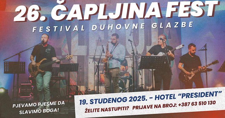 Otvorene prijave za 26. Čapljina Fest – Festival duhovne glazbe