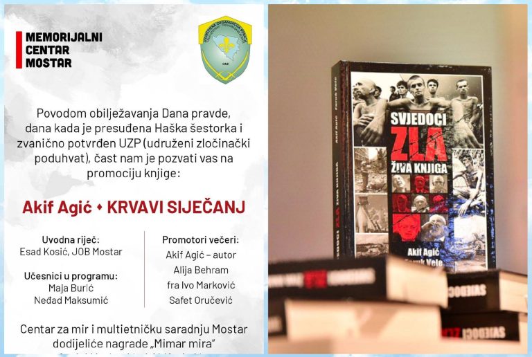 Mostar: Danas promocija knjige “Krvavi siječanj” autora Akifa Agića i dodjela nagrada “Mimar mira”