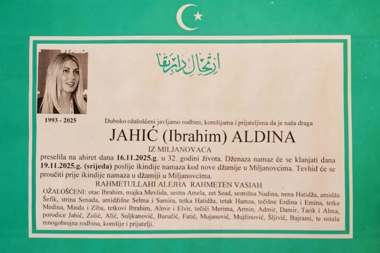 Sutra dženaza ubijenoj Aldini Jahić: Dan žalosti u Kalesiji