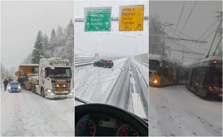 Haos zbog snijega na cestama u BiH: Cisterne stale na Bradini, teško prema Olovu, Bugojnu…