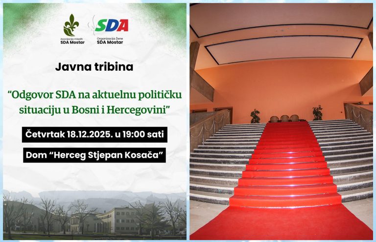 Tribina SDA u Kosači: “Odgovor SDA na aktuelnu političku situaciju u Bosni i Hercegovini”