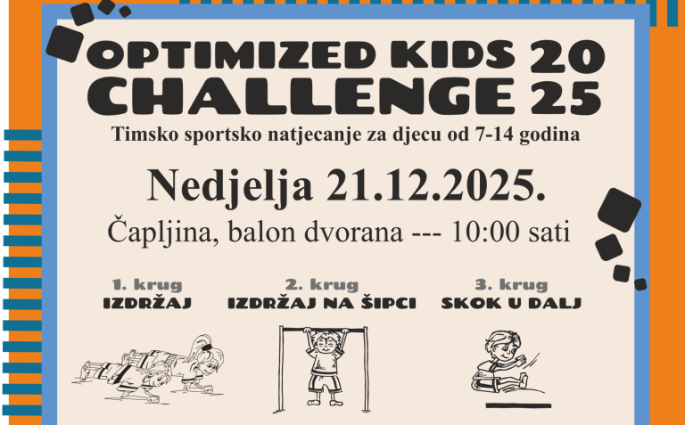 Čapljina: „OPTIMIZED KIDS CHALLENGE 2025“ – Napravi tim, osmsli ime, prijavi se i pobijedi