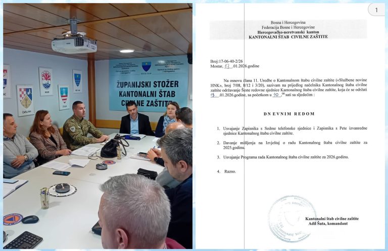Štab Civilne zaštite HNK: Usvojen Program rada za 2026. godinu