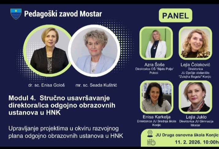 Konjic: Stručno usavršavanje direktora/ica odgojno obrazovnih ustanova u HNK