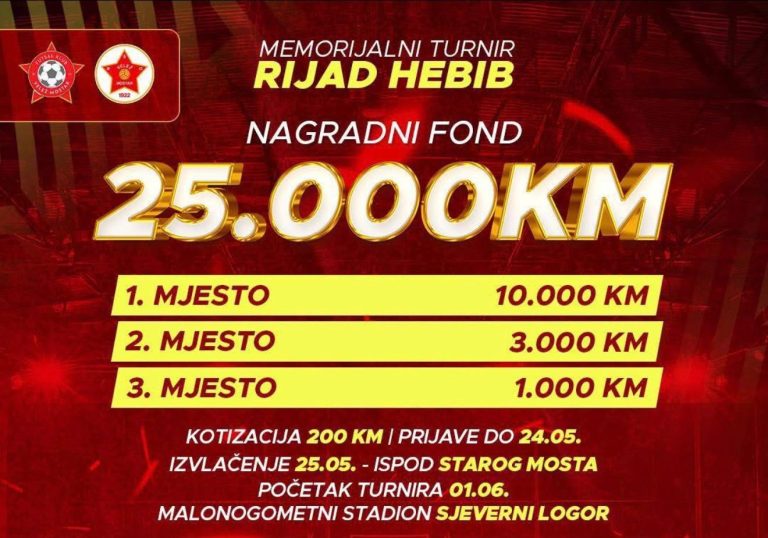 Počinju prijave za Memorijalni turnir “Rijad Hebib”: Nagradni fond 25.000 KM
