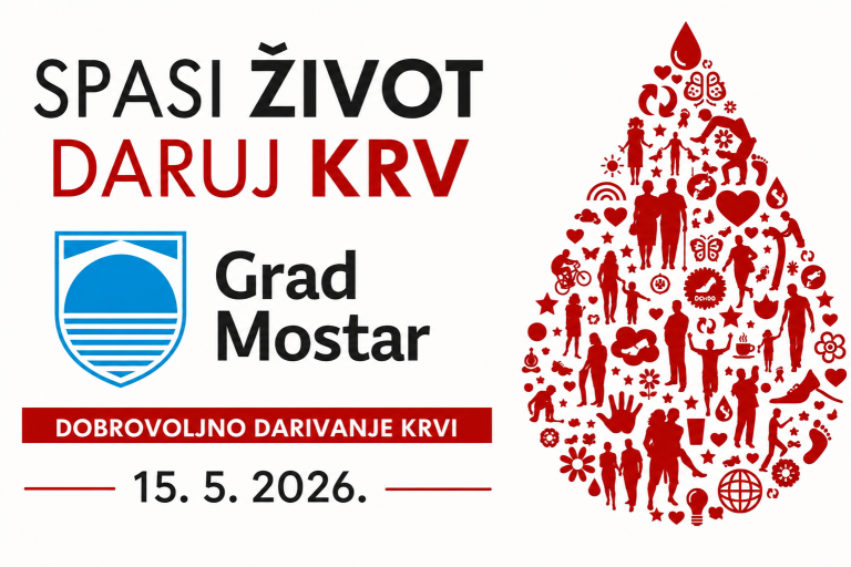 Grad Mostar: Akcija darivanja krvi za potrebe SKB Mostar