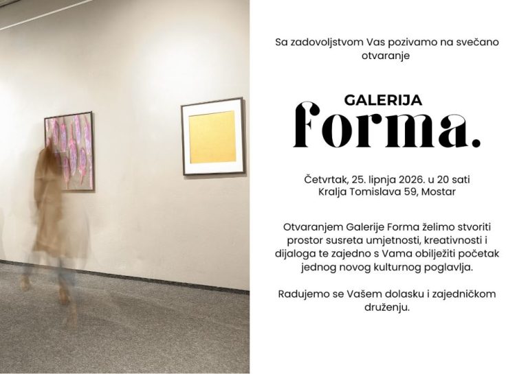 U MOSTARU SE OTVARA GALERIJA FORMA: NOVI PROSTOR UMJETNOSTI, SUSRETA I KREATIVNOSTI
