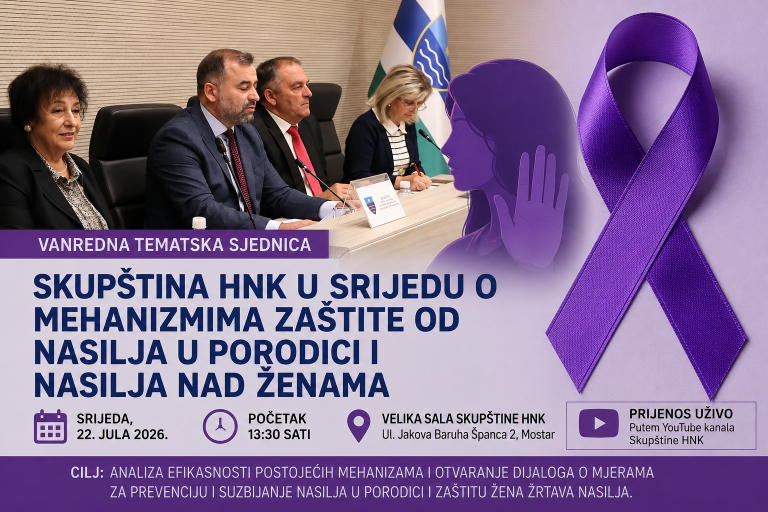 Skupština HNK: Tematska sjednica o zaštiti od nasilja u porodici i nasilja nad ženama
