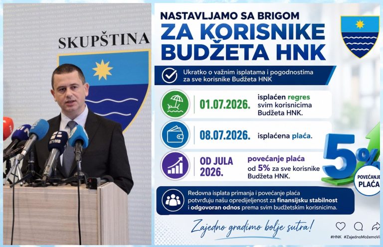 Šuta: Vlada HNK ostvarila finansijsku stabilnost, budžet iz deficita prešao u suficit