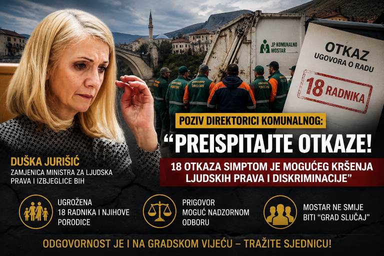 Jurišić prozvala direktoricu Komunalnog: “Preispitajte otkaze, ugrožene su porodice i ljudska prava”