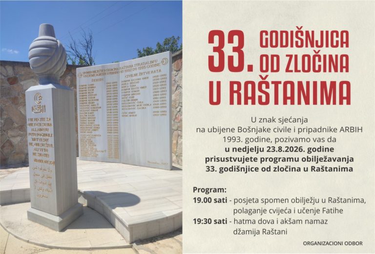 Mostar: U nedjelju obilježavanje 33. godišnjice zločina u Raštanima