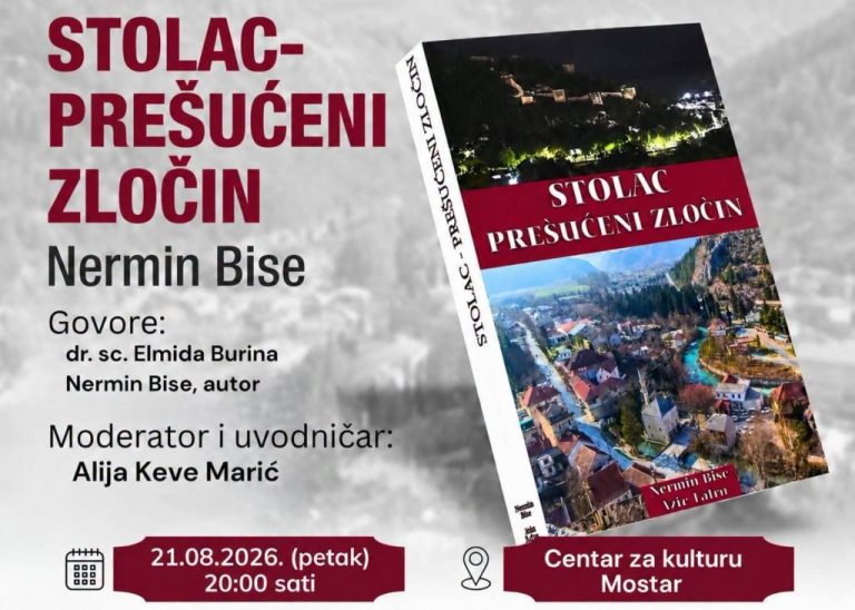 Centar za kulturu: Promocija knjige “Stolac prešućeni zločin” autora Nermina Bise