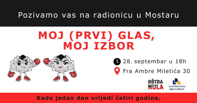 U Mostaru radionica „Moj (prvi) glas, moj izbor“: Mladi će učiti kako donijeti informiranu izbornu odluku